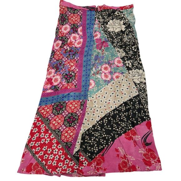 Pinko‎ Skirt Womens 2 Pink Bibidi Gonna Pink Printed Crepe Patchwork Floral - Picture 4 of 12